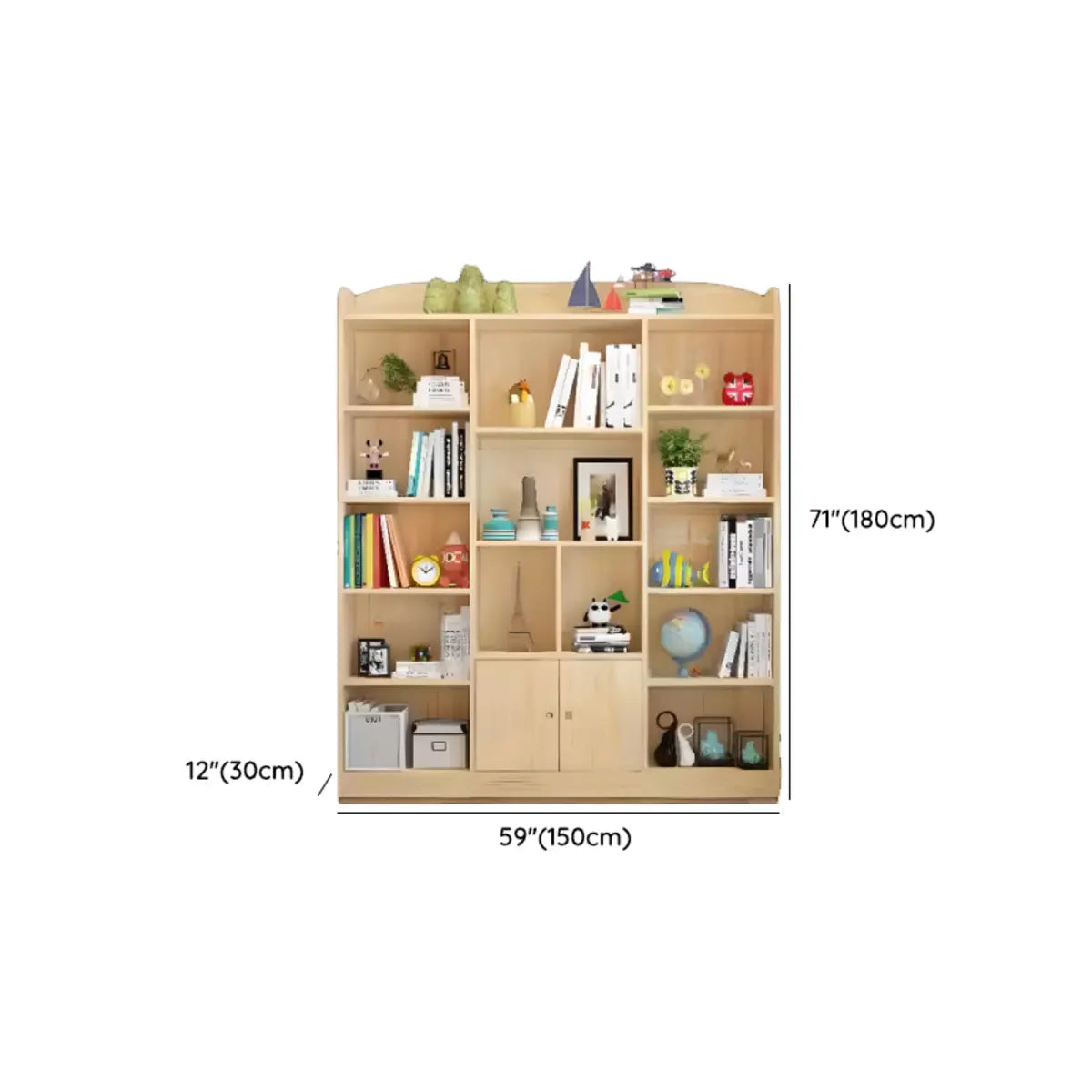 Natural Finish Simple Solid Wood Rectangular Bookcase Image - 16