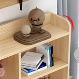 Natural Finish Simple Solid Wood Rectangular Bookcase Image - 6