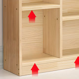 Natural Finish Simple Solid Wood Rectangular Bookcase Image - 7