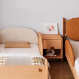 Natural Finish Solid Wood Open Storage Kids Nightstand Image - 5