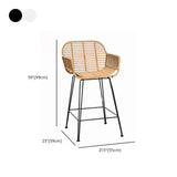 Natural Finish Square Bar Stool with Metal Four Legs #size