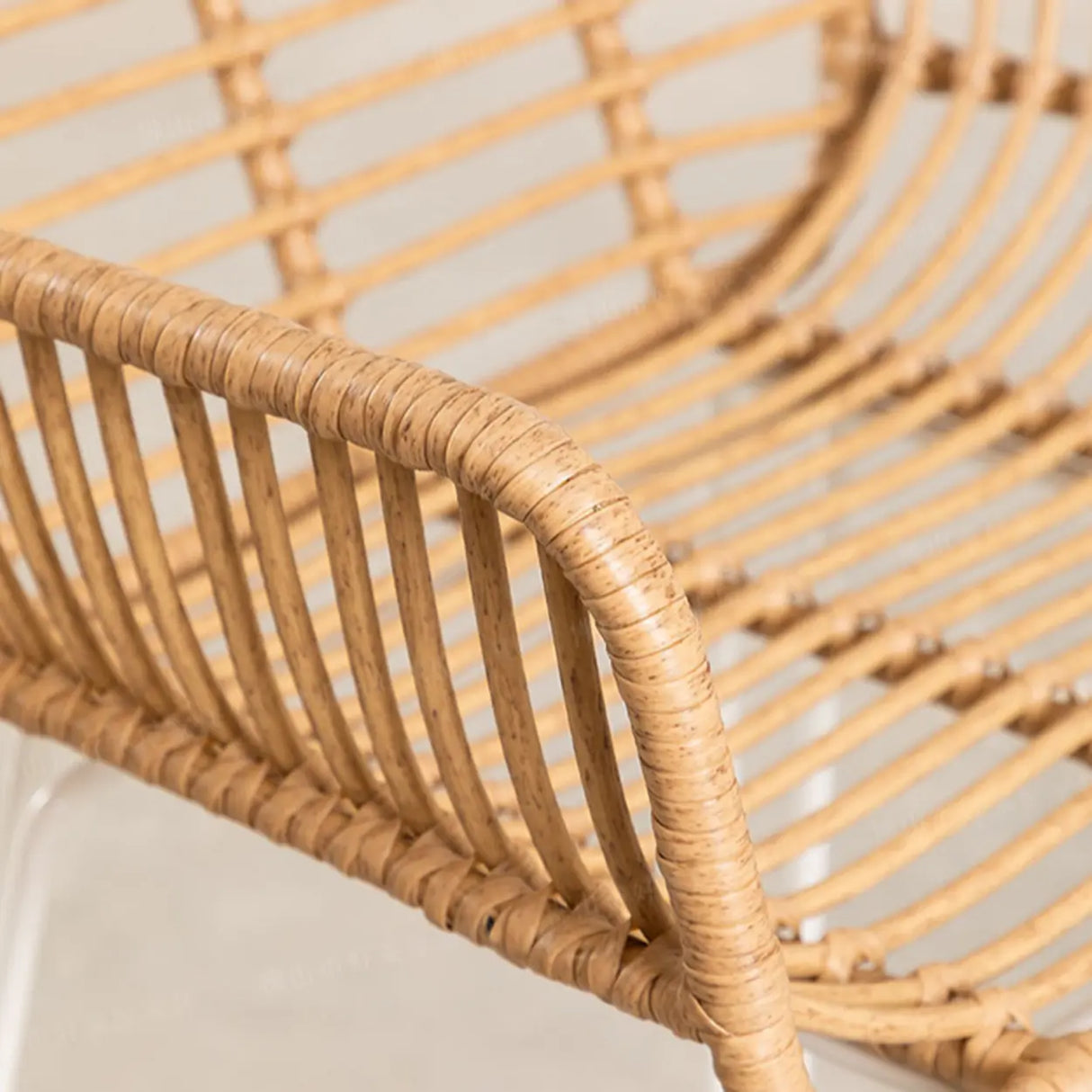 Natural Finish Square Bar Stool with Metal Four Legs Image - 8