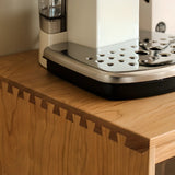 Natural Finish Square Oak Living Room Display Cabinet Image - 10