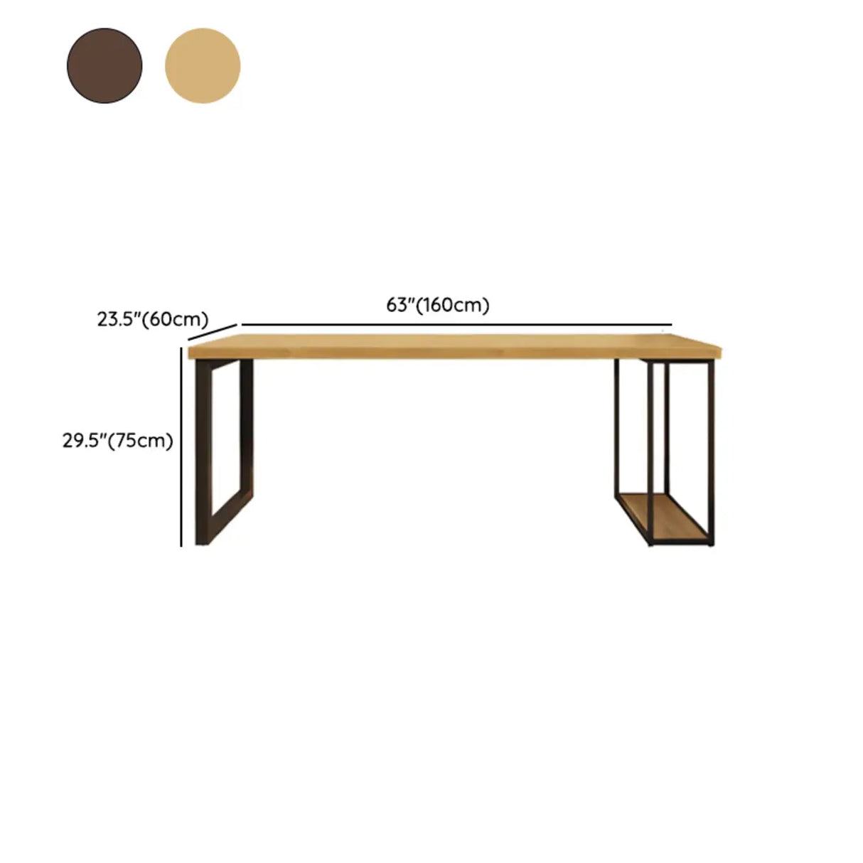 Natural Finish Standard Wood Computer Desk with Shelves Image - 12