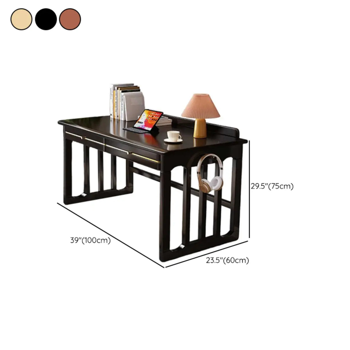 Natural Finish Standard Wood Writing Desk with Drawers 