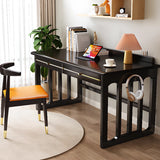 Natural Finish Standard Wood Writing Desk with Drawers Image - 6