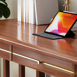 Natural Finish Standard Wood Writing Desk with Drawers Image - 7