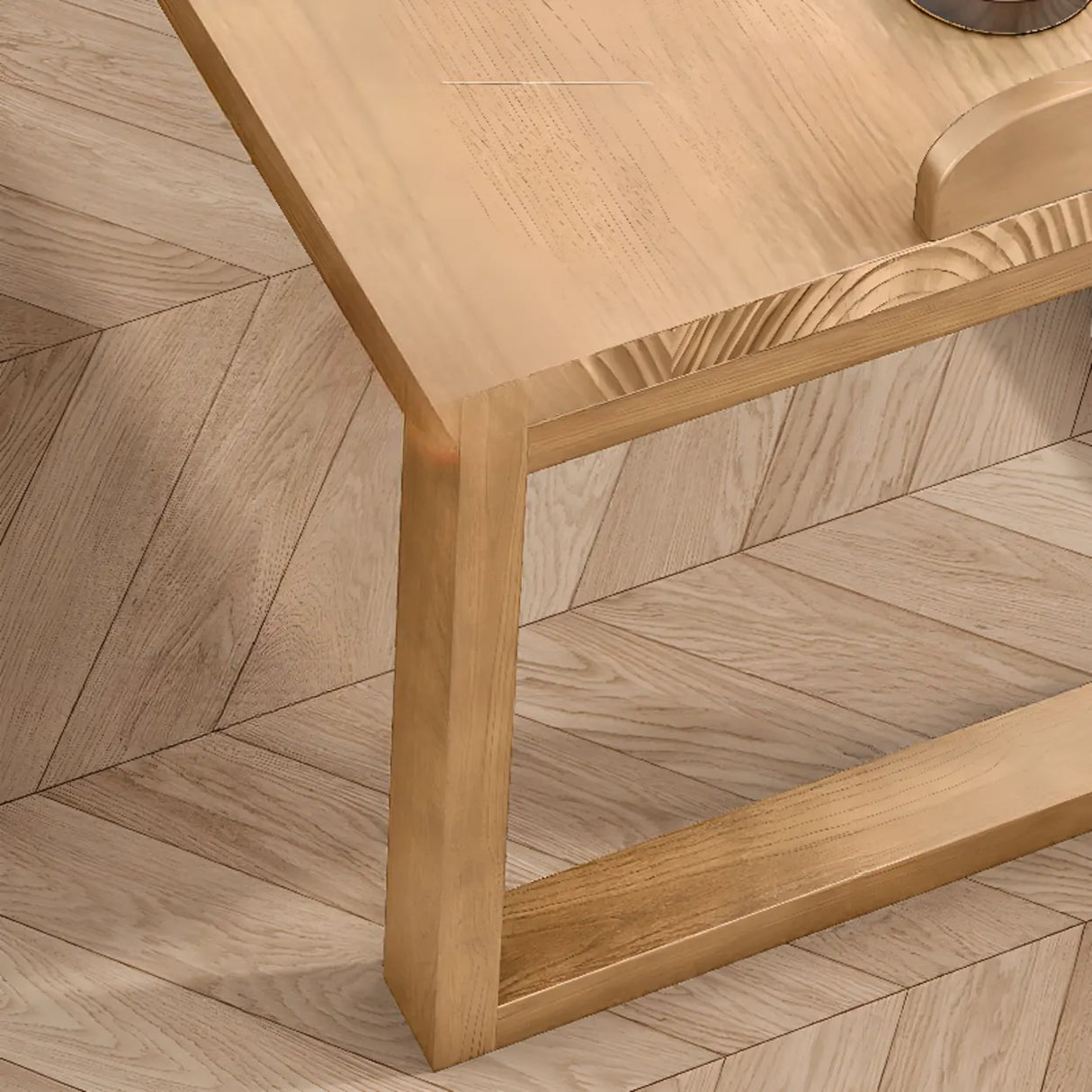 Natural Finish Standard Wooden Double Writing Desk Image - 10
