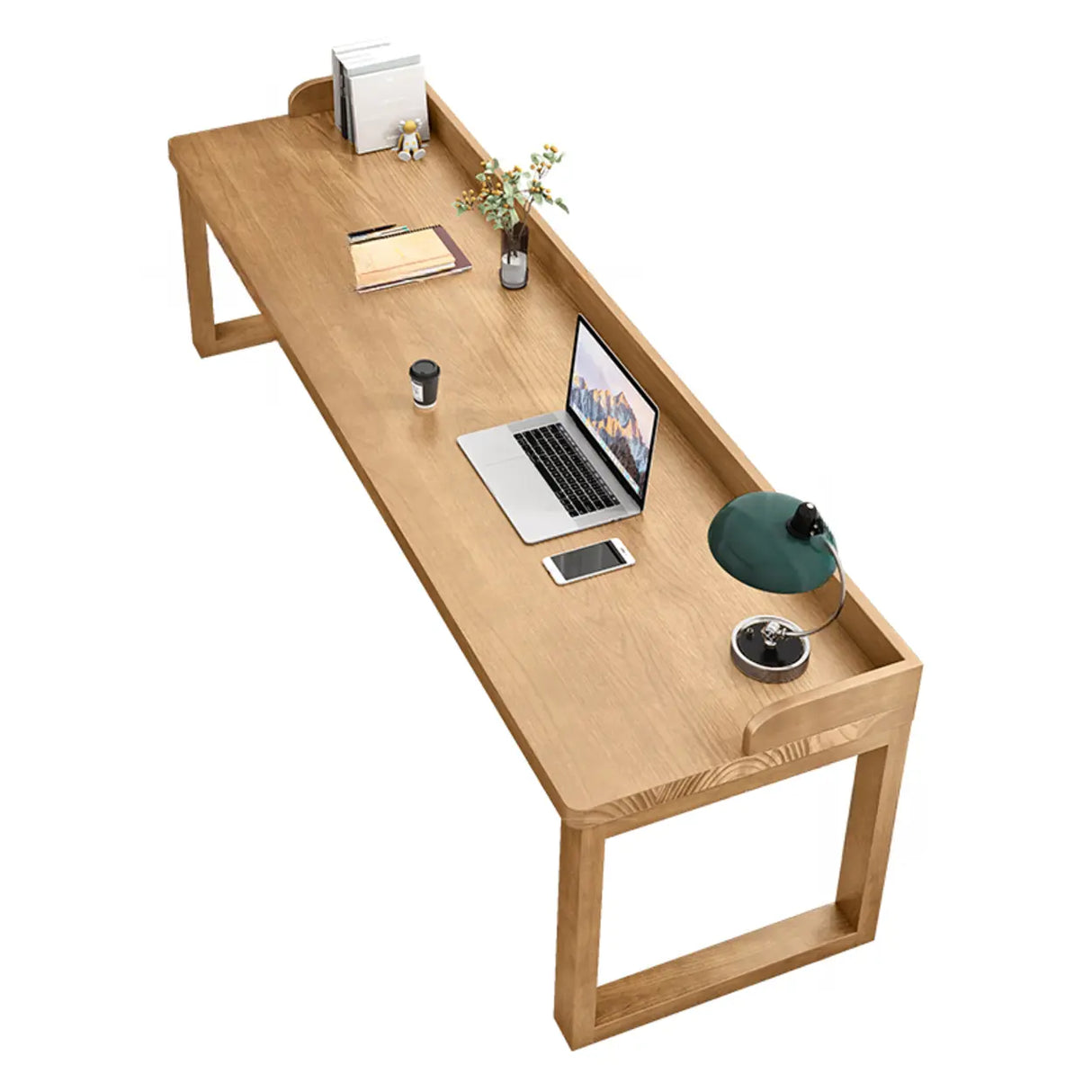 Natural Finish Standard Wooden Double Writing Desk Image - 2