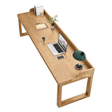 Natural Finish Standard Wooden Double Writing Desk Image - 2