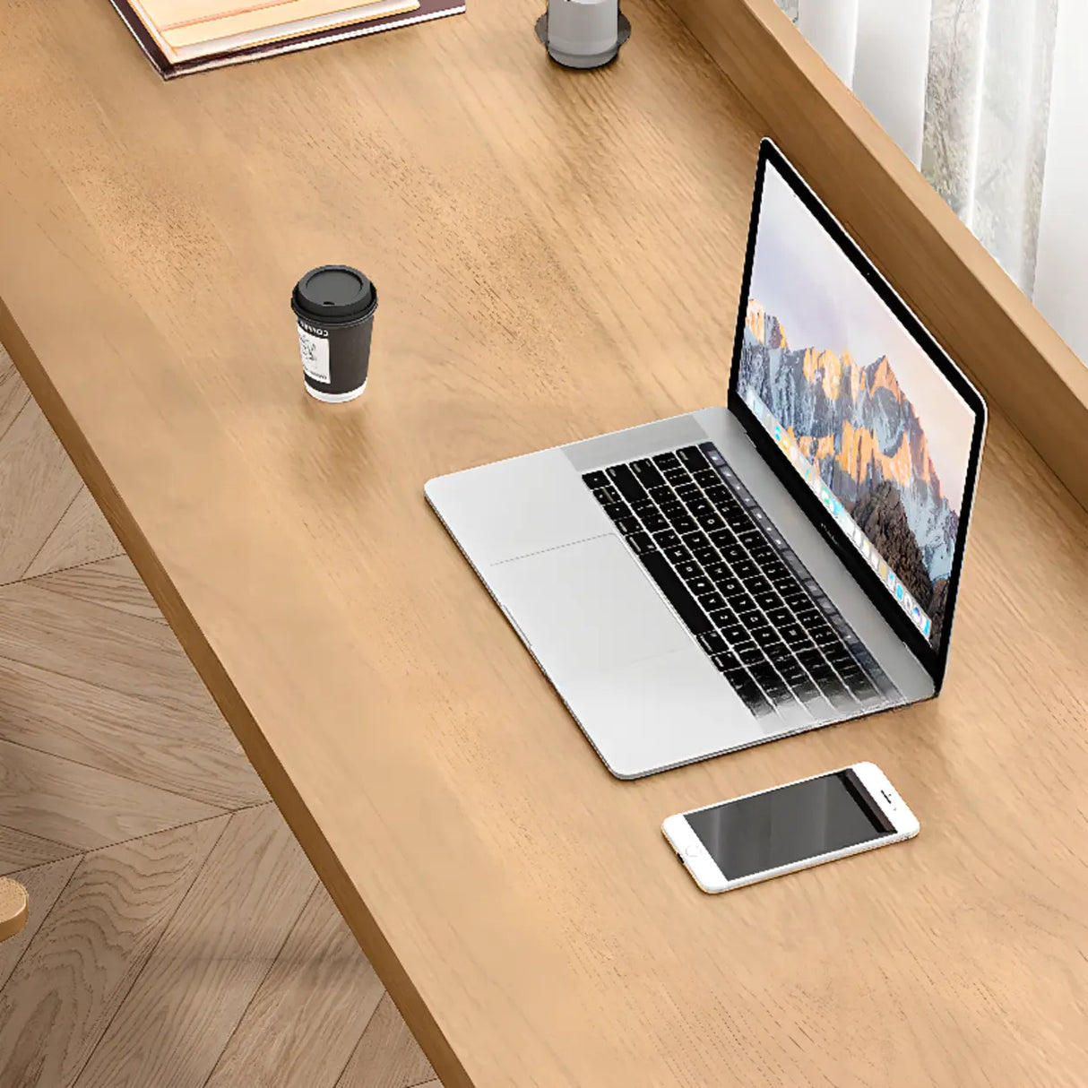 Natural Finish Standard Wooden Double Writing Desk Image - 7