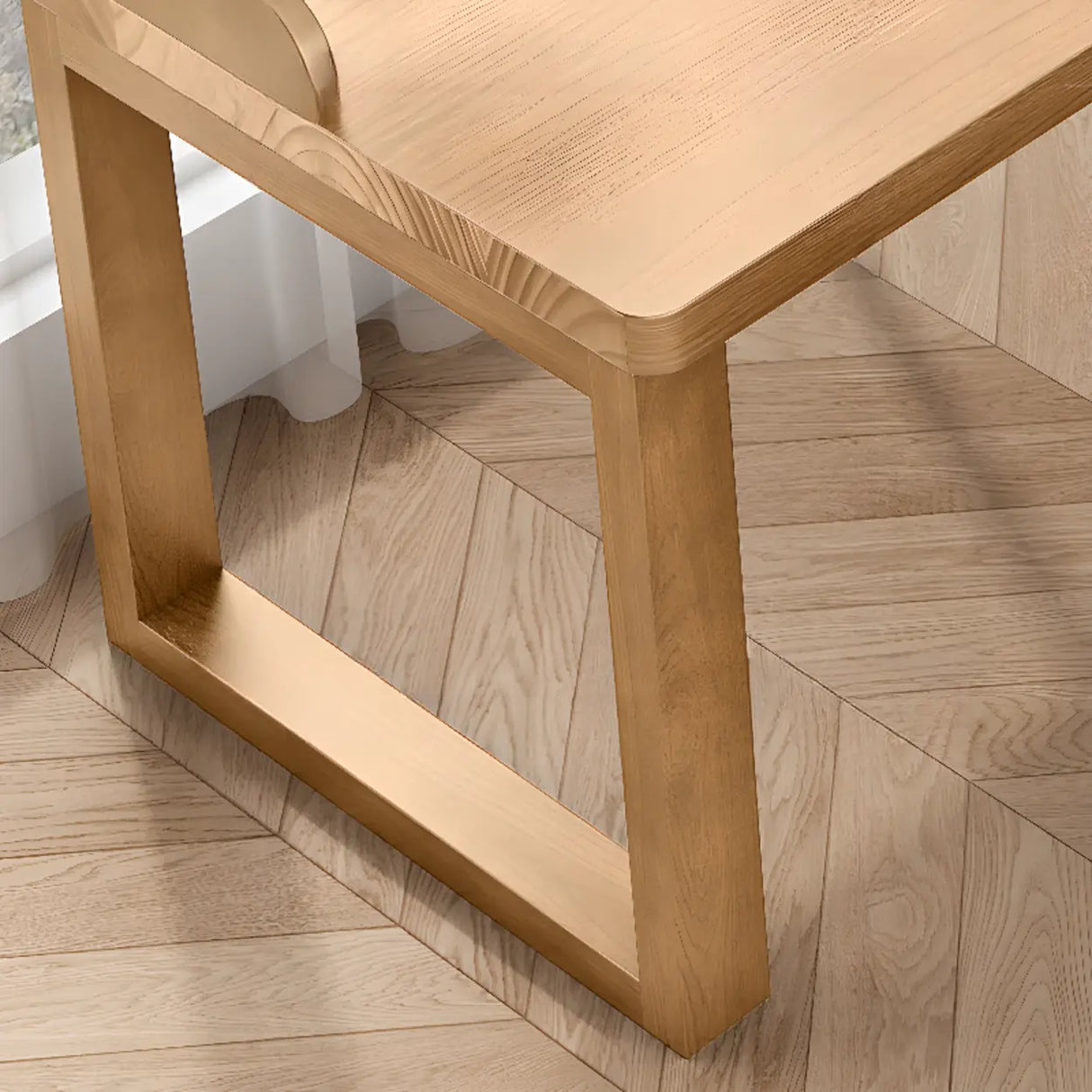 Natural Finish Standard Wooden Double Writing Desk Image - 9