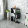 Natural Finish Stylish Tiered Open Geometric Bookshelf Image - 10
