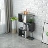 Natural Finish Stylish Tiered Open Geometric Bookshelf Image - 11