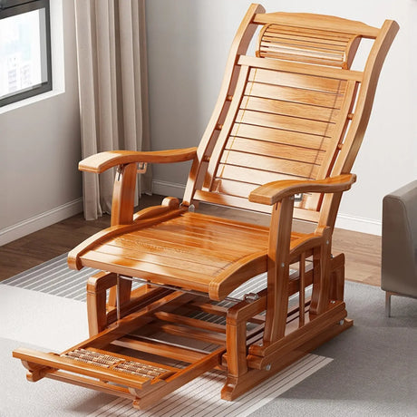 Natural Finish Traditional Track Arms Rocking Chair Image - 1