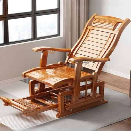 Natural Finish Traditional Track Arms Rocking Chair Image - 2