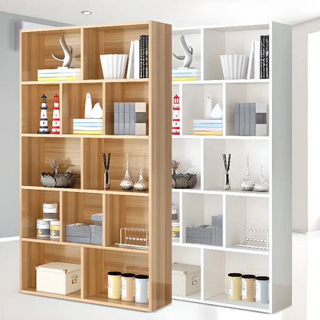 Natural Finish Vertical Modish Wood Barrister Bookcase Image - 1