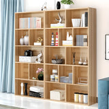 Natural Finish Vertical Modish Wood Barrister Bookcase Image - 2