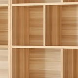 Natural Finish Vertical Modish Wood Barrister Bookcase Image - 4