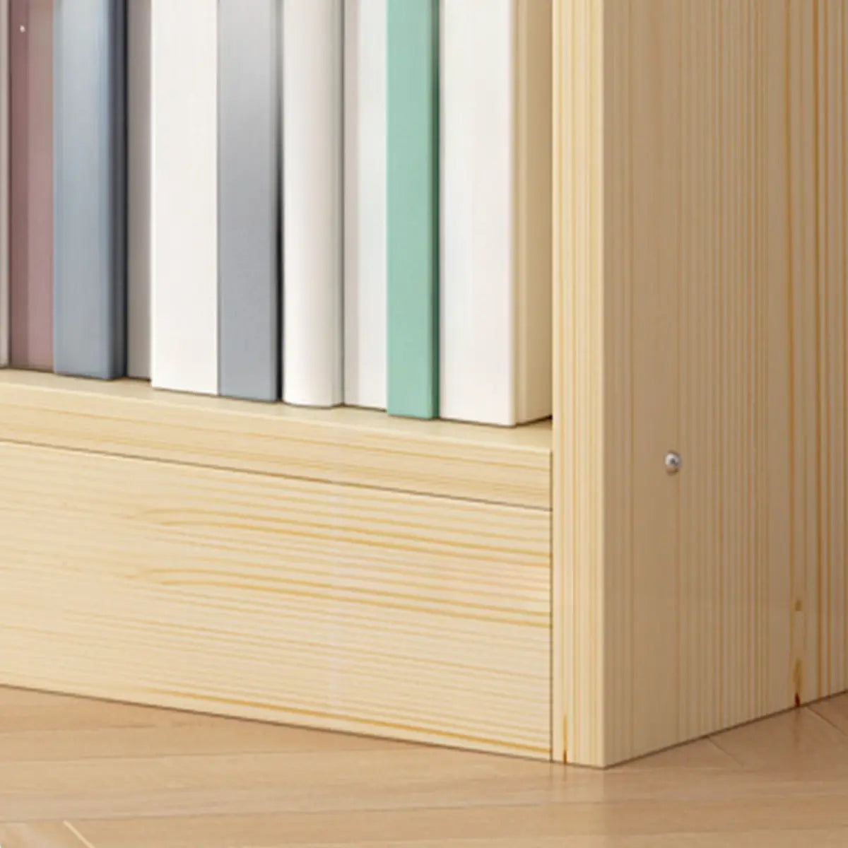 Natural Finish Vertical Wood Closed Display Bookcase Image - 13