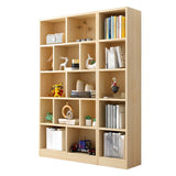 Natural Finish Vertical Wood Closed Display Bookcase Image - 8