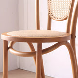 Natural Finish Windsor Back Wood Woven Dining Chair Image - 16
