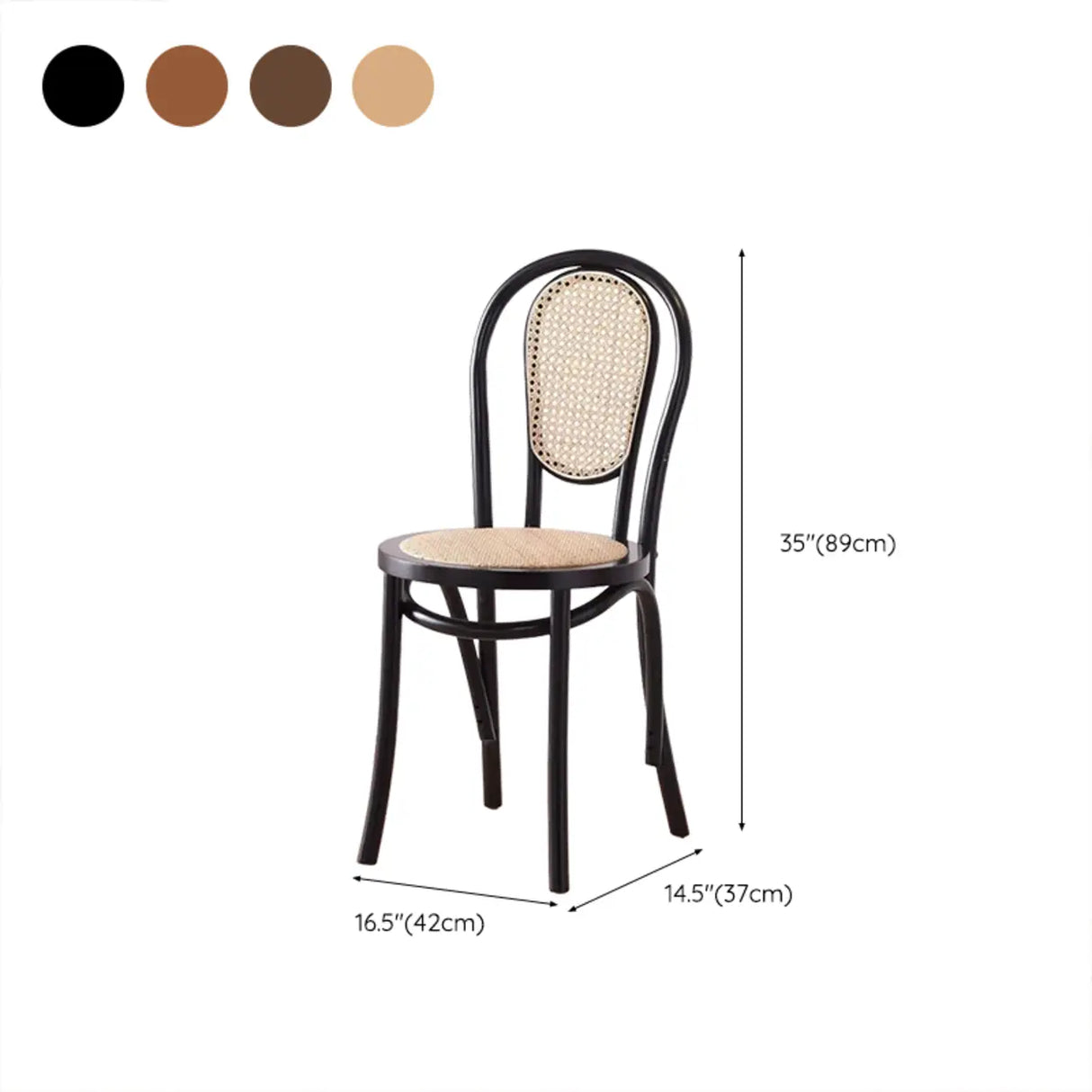 Natural Finish Windsor Back Wood Woven Dining Chair 