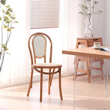 Natural Finish Windsor Back Wood Woven Dining Chair Image - 3