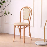 Natural Finish Windsor Back Wood Woven Dining Chair Image - 4