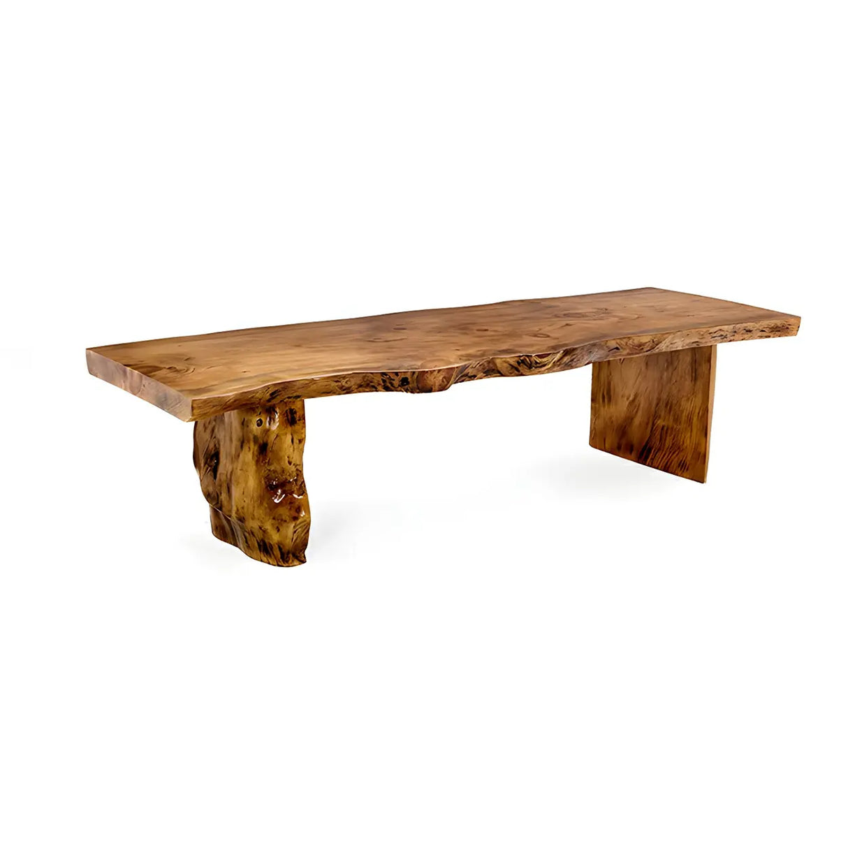 Natural Finish Wood Curved Multi-Person Meeting Desk Image - 5