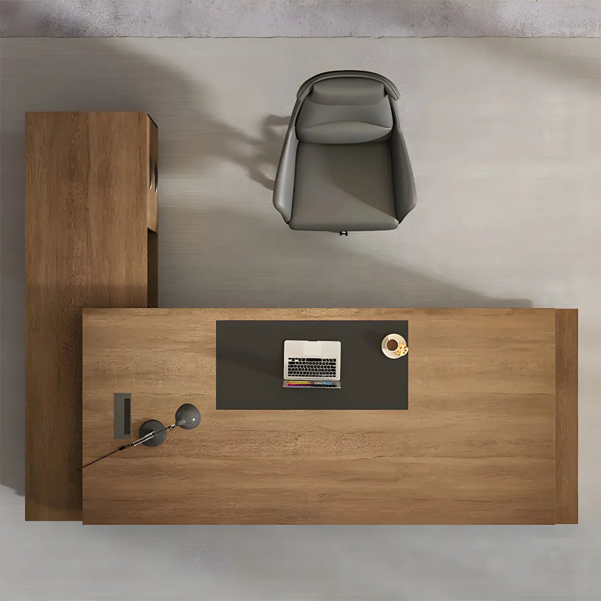 Natural Finish Wood Deep Width L-Shape Executive Desk Image - 4