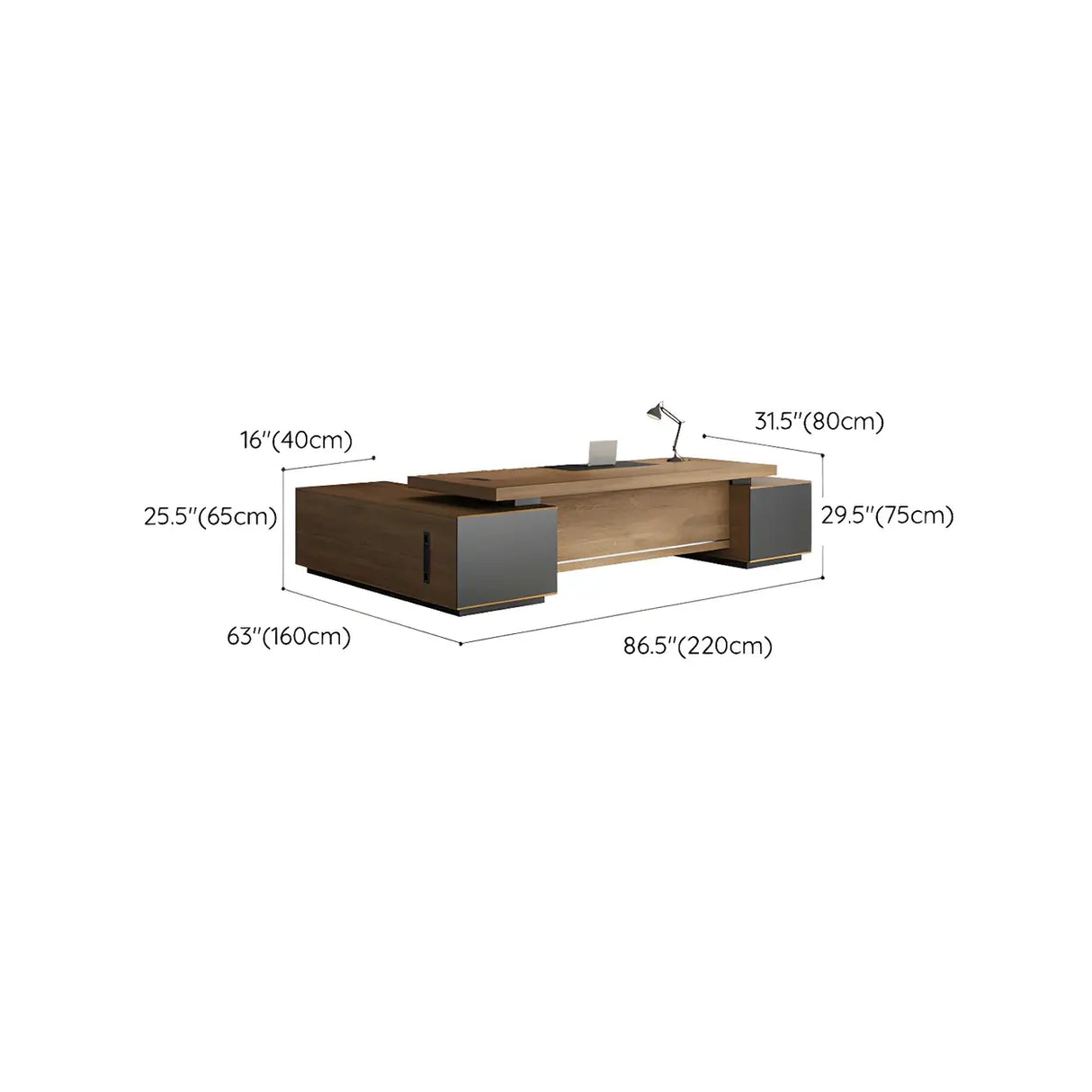 Natural Finish Wood Deep Width L-Shape Executive Desk Image - 7