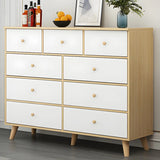 Natural Finish Wood Dresser for Nine Drawers Image - 1