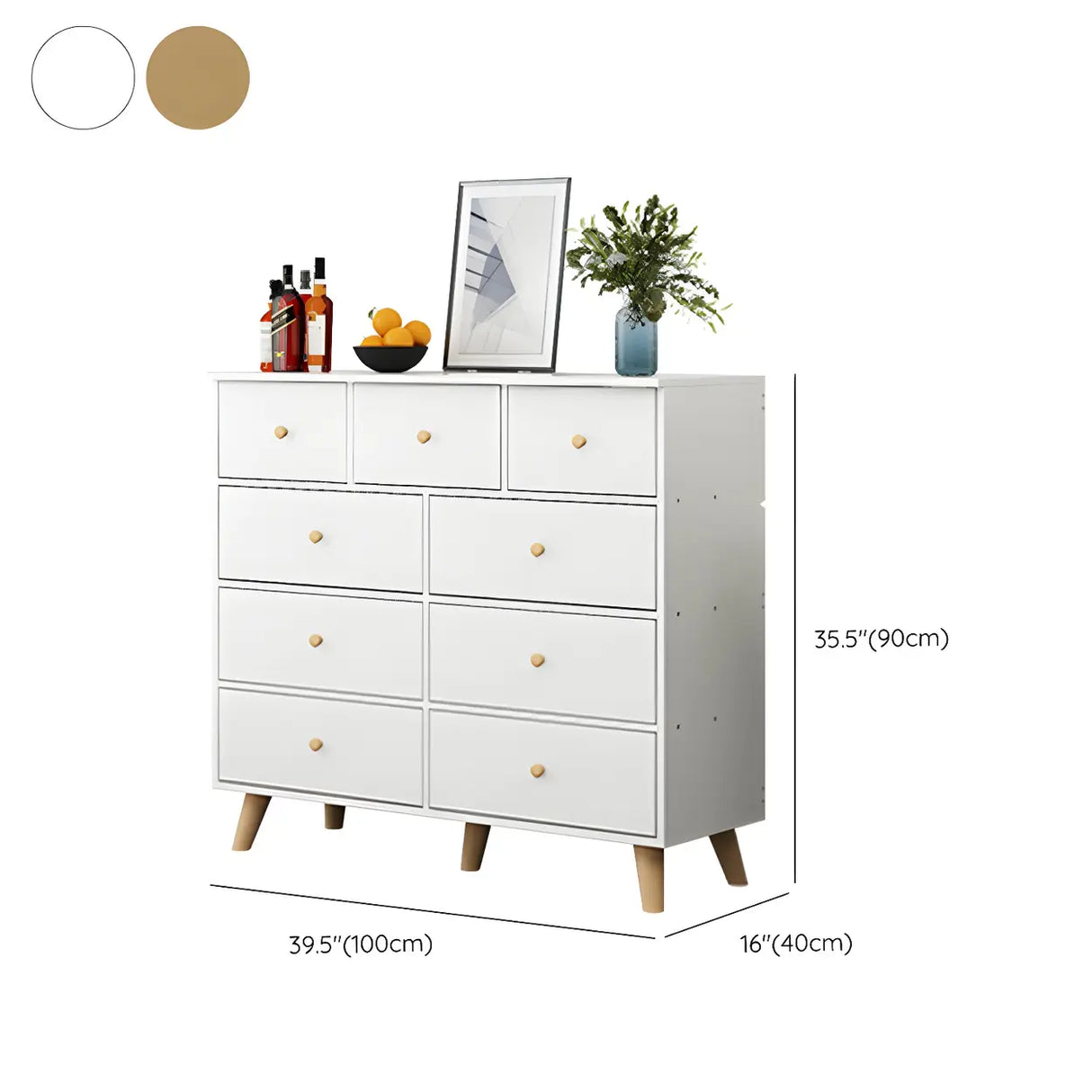 Natural Finish Wood Dresser for Nine Drawers Image - 22