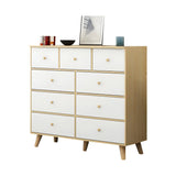 Natural Finish Wood Dresser for Nine Drawers Image - 7