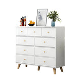 Natural Finish Wood Dresser for Nine Drawers Image - 9