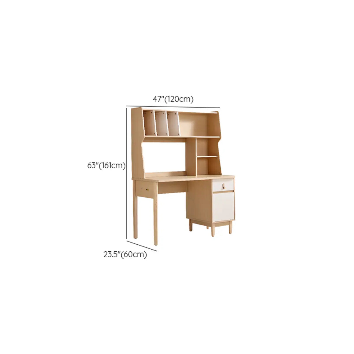 Natural Finish Wood Kids Computer Desk with Cabinet 