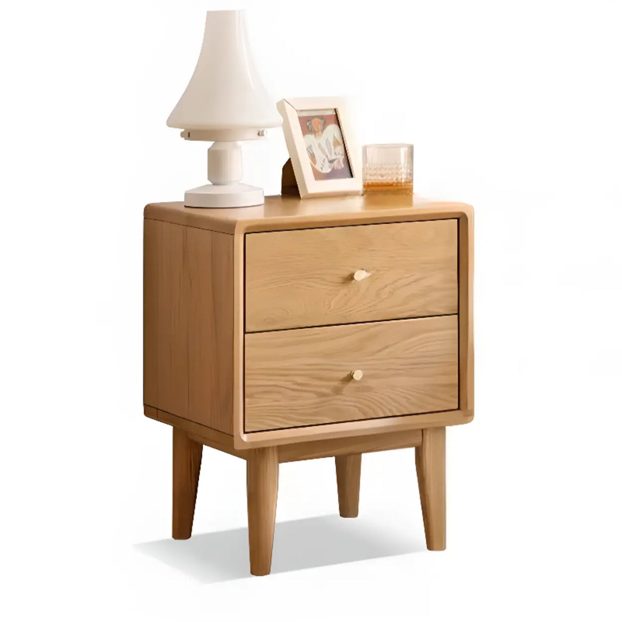 Natural Finish Wood Kids Nightstand with Drawers Image - 11