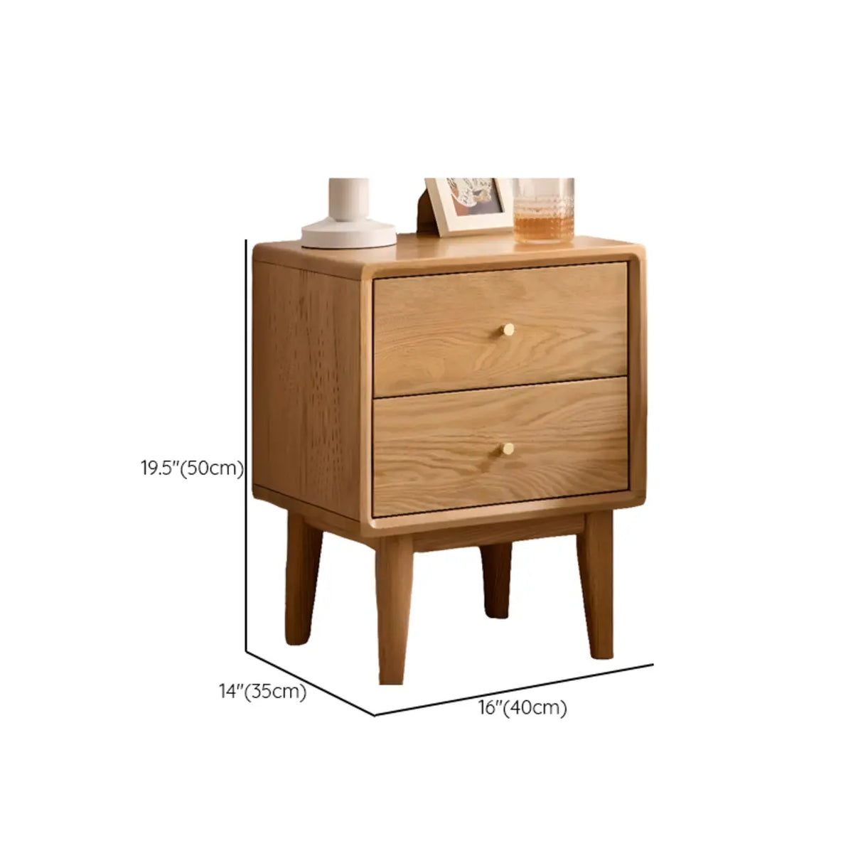 Natural Finish Wood Kids Nightstand with Drawers 
