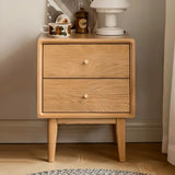 Natural Finish Wood Kids Nightstand with Drawers Image - 2