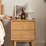 Natural Finish Wood Kids Nightstand with Drawers Image - 3