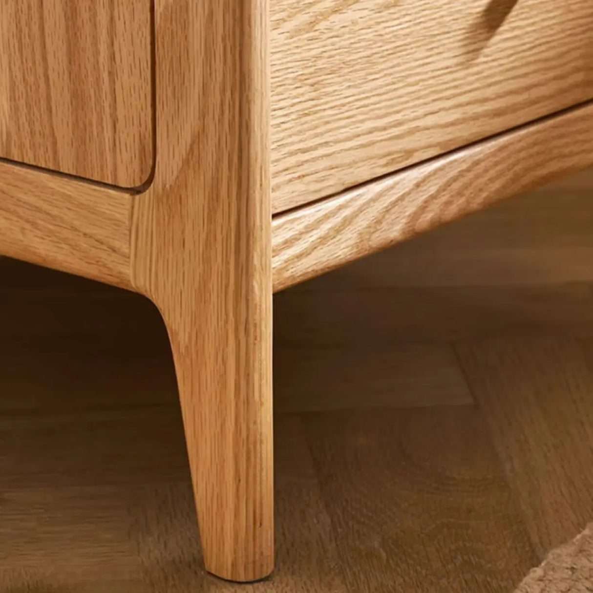 Natural Finish Wood Kids Nightstand with Three Drawers Image - 10