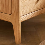 Natural Finish Wood Kids Nightstand with Three Drawers Image - 10