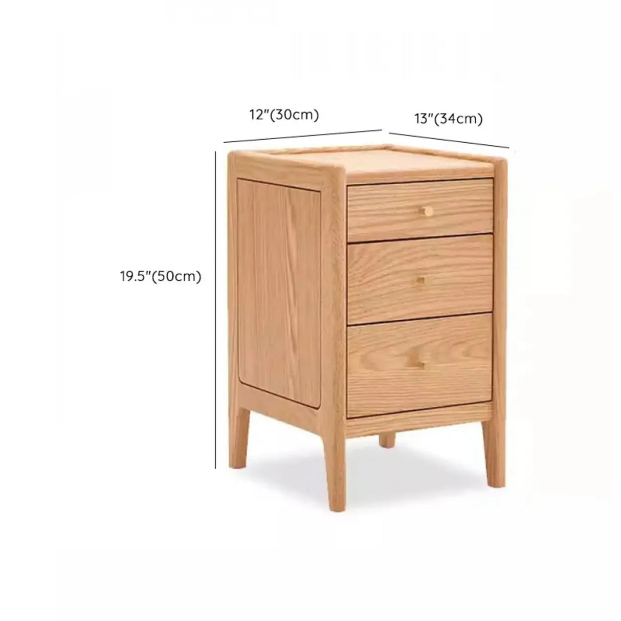 Natural Finish Wood Kids Nightstand with Three Drawers 