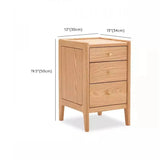 Natural Finish Wood Kids Nightstand with Three Drawers #size