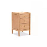Natural Finish Wood Kids Nightstand with Three Drawers Image - 2
