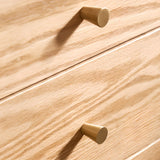 Natural Finish Wood Kids Nightstand with Three Drawers Image - 9