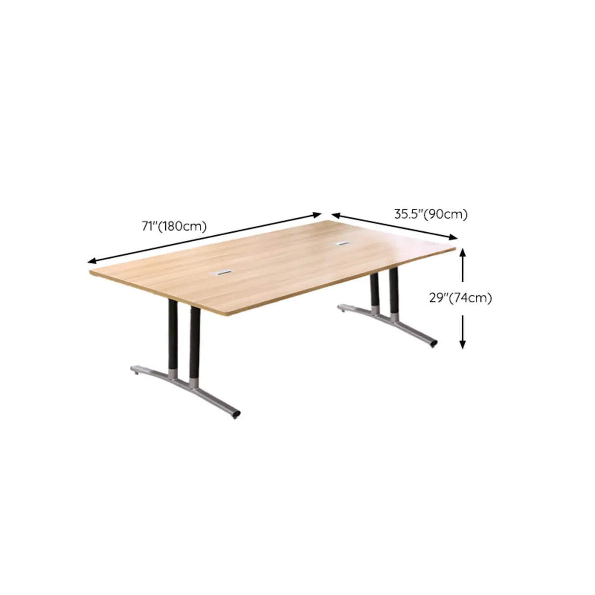 Natural Finish Wood Rectangle T-Shape Conference Desk Image - 16