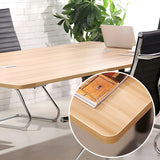 Natural Finish Wood Rectangle T-Shape Conference Desk Image - 4