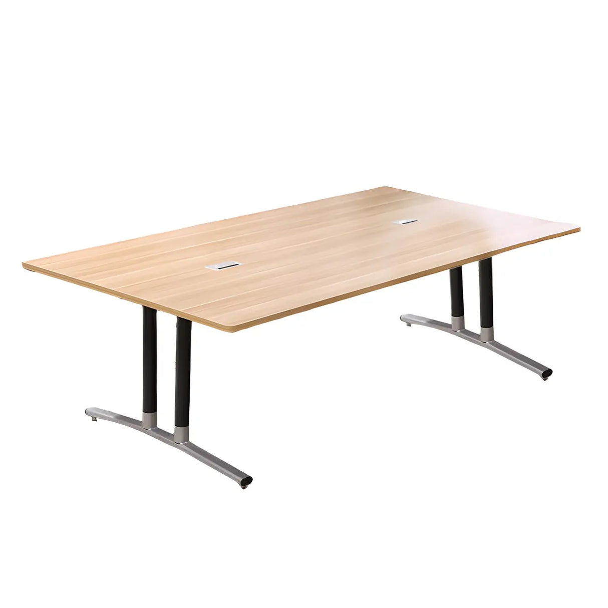 Natural Finish Wood Rectangle T-Shape Conference Desk Image - 6